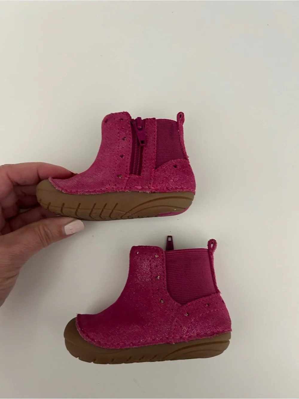 Stride Rite Pink Glitter Baby Boots Size 3